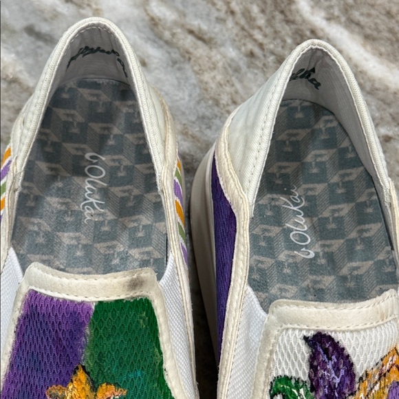 Custom Hand-painted Mardi Gras Slip-On Olukai Sneakers 8.5 - Picture 5 of 8